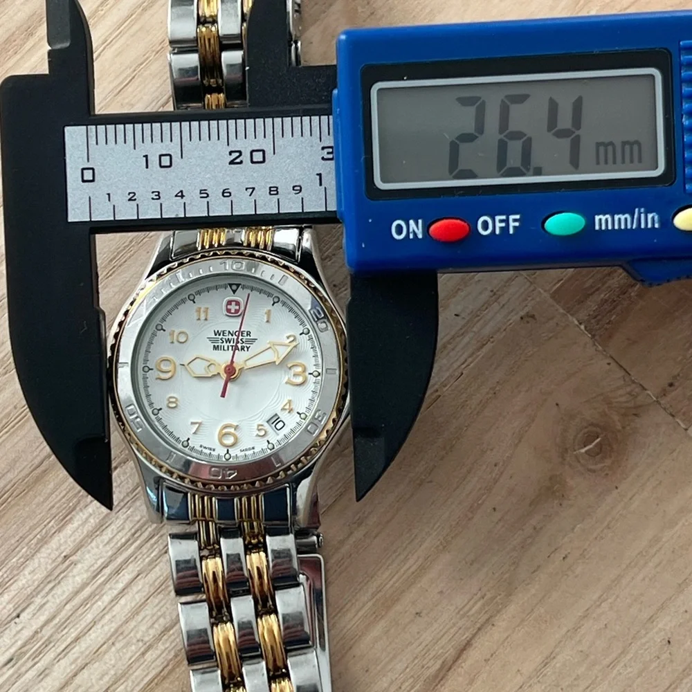 Wenger Ladies Watch Two-Tone Bracelet Case White Dial Date Window New Crystal